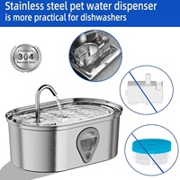 Dispensador de Agua para Mascotas (Perros y Gatos) de 3.5L, Acero Inoxidable 304, Bomba Silenciosa, Circulación Automática, Diseño Desmontable para Uso en Interiores/Exteriores