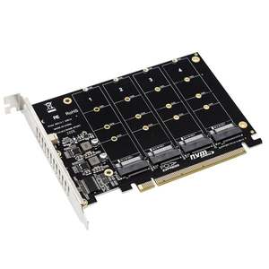 4 Port <span class=keywords><strong>M</strong></span>.2 NVME SSD zu PCIE X16 Leser Erweiterungskartenunterstützung 2230/2242/2260/2280 Unterstützung <span class=keywords><strong>M</strong></span>.2 PCI-E SSD/<span class=keywords><strong>M</strong></span>.2 Gerät NVME Protokoll - Product Image 2