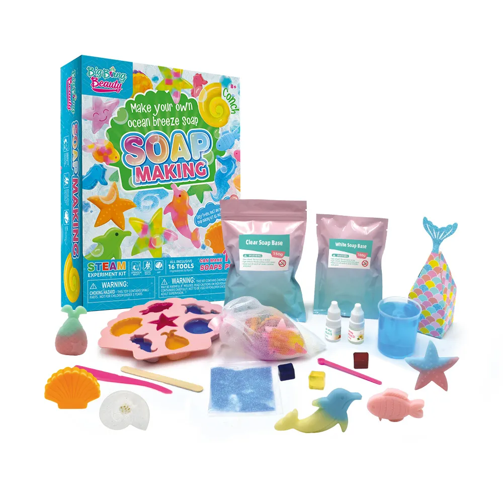 Crafts Soap Making DIY Complete Set with Molds, Scents, Dye, Glitter, Foaming Net - Great for Science Projects and Crafts