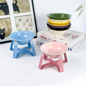 Creative Minimalist UFO-shaped Ceramic Food &amp; Water Bowl Cat &amp; <strong>Dog</strong> Pet Bowls &amp; Feeders <strong>with</strong> Short Iron Stand for Cats and <strong>Dogs</strong> - Product Image 2