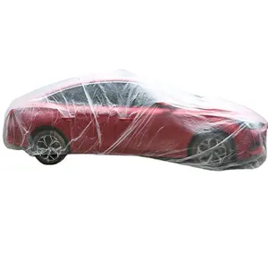Housse de voiture jetable épaissie transparente pour voiture Film plastique PE pour voiture Housse anti-pluie et anti-poussière