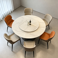 Italienischer Zeitgenössischer Runder Esstisch aus Sinterstein mit Drehbarem Lazy Susan Drehteller für Zuhause, Hotel und Esszimmer