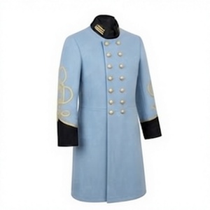 Manteau de style double boutonnage bleu clair, reproduction vintage d'un uniforme militaire, pour l'extérieur - Product Image 4