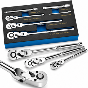 Set di 6 Chiavi a Cricchetto con Testa Flessibile a 180 Gradi, Attacco da 1/4 e 3/8, Barra di Prolunga, Set di Utensili Manuali - Product Image 1