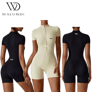 Combinaison <span class=keywords><strong>de</strong></span> yoga personnalisée pour <span class=keywords><strong>femme</strong></span>, combinaison <span class=keywords><strong>de</strong></span> yoga à manches courtes avec fermeture éclair, nouvelle combinaison <span class=keywords><strong>de</strong></span> yoga pour soulever les hanches, collants <span class=keywords><strong>de</strong></span> sport <span class=keywords><strong>fitness</strong></span> - Product Image 2