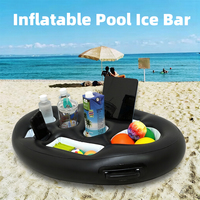 Plateau flottant gonflable d'été pour l'extérieur en PE pour piscine, plage, lac, fête aquatique - Support multifonctionnel pour boissons et glacière