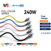 Cable de Carga Rápida Tipo-C a C/A de 240W 5A con Cubierta de Silicona Luminosa LED para Computadora de Auto y Teléfonos Móviles IOS