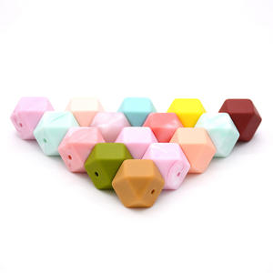 Cuentas de Silicona Hexagonales para la Dentición de Bebés, Multicolores, de 14 mm y 17 mm, Libres de BPA, de Grado Alimenticio, para la Fabricación de Joyas, Color Personalizado, al por Mayor - Product Image 5