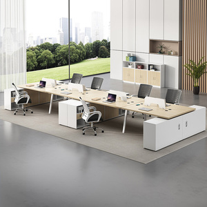 Hiện đại <span class=keywords><strong>officeworks</strong></span> đứng Bảng gỗ Tabletop Modular văn phòng máy tính bàn với Tủ hồ sơ và tùy chọn ghế - Product Image 3