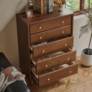 Mid-century 5-Drawer Chest Solid Ash Wood Construction Column <b>Leg</b> Fully Assembled Modern <b>Sideboard</b> Living Room Home - Product Image 4
