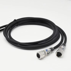 สายสัญญาณพลาสติกอิเล็กทรอนิกส์แบบมีรหัส พร้อมขั้วต่อทองเหลืองแบบ PNP สำหรับต่อสายสัญญาณ M12 แบบ 4 ขา ตัวเมีย หัวตรง พร้อมไฟ LED - Product Image 1