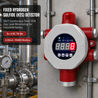 Detektor Alarm Gas Hidrogen Sulfida H2S Tetap dengan Layar Digital dan Lampu Merah, Monitor Keamanan Industri untuk Instalasi Pabrik