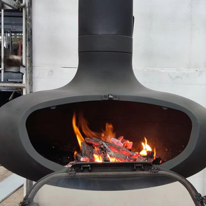 Chimenea <span class=keywords><strong>de</strong></span> Leña Giratoria <span class=keywords><strong>de</strong></span> 360 Grados, Suspendida, Personalizable, para Interiores, <span class=keywords><strong>con</strong></span> <span class=keywords><strong>Puerta</strong></span> <span class=keywords><strong>de</strong></span> <span class=keywords><strong>Vidrio</strong></span> y Chimenea - Product Image 1