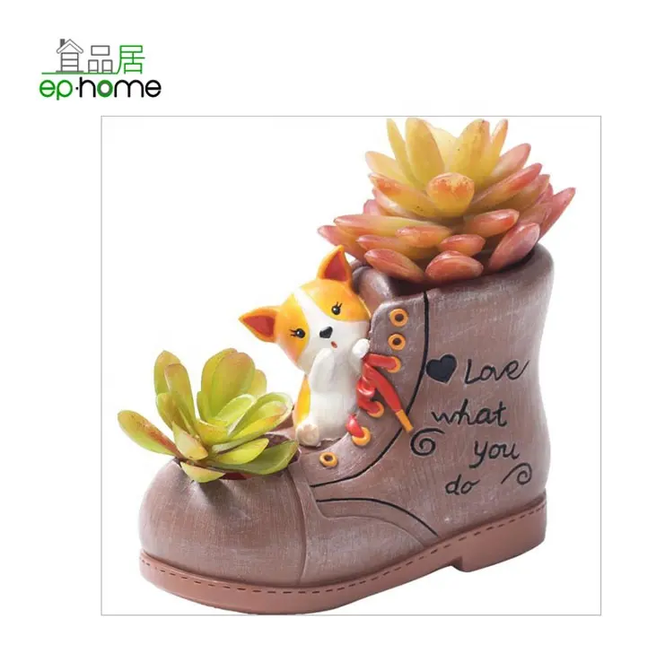 Bottines Vintage en résine pour femmes, chaussures, pot de fleurs pour plantes succulentes, Cactus, Mini Pots bonsaï en résine, cadeaux de bricolage