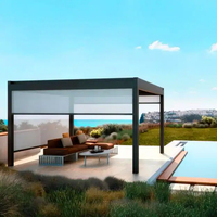 Pérgola Bioclimática de Aluminio Baivilla con Panel Solar, Recubrimiento en Polvo, Motorizada, Control Remoto, Techo Retráctil Personalizado