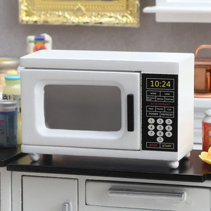 Casa delle bambole lhhanx1:12, mobili in miniatura in <span class=keywords><strong>legno</strong></span>, mini cucina, scena, <span class=keywords><strong>forno</strong></span> bianco a onde semplici - Product Image 1