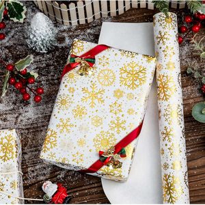 Yarcony Christmas Wrapping Paper 46.8 Sq Ft Roll Gold Snowflakes Gift <b>Wrap</b> Recyclable Double Side - Product Image 2