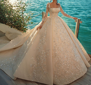 Apliques <span class=keywords><strong>de</strong></span> encaje <span class=keywords><strong>de</strong></span> lujo para novia, vestido <span class=keywords><strong>de</strong></span> boda brillante <span class=keywords><strong>de</strong></span> talla grande, vestidos <span class=keywords><strong>de</strong></span> novia con cuentas, 2023 - Product Image 2