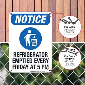 Panneau hebdomadaire vidé pour réfrigérateur-<span class=keywords><strong>Avis</strong></span> OSHA-Tous les vendredis de 20 h-10x7 pouces durable pour les restaurants et les cuisines - Product Image 5