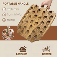 Acacia houten eierenplateau met handvat, omkeerbaar charcuteriebord, serveerschaal voor aanrechtblad