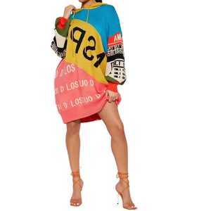 Suéteres con capucha de invierno de manga larga informales para mujer, jerséis largos de punto sueltos gruesos con logotipo frontal para la temporada de otoño - Product Image 2