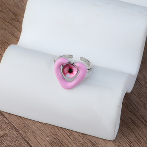 Anillos de Corazón Hueco con Ojos Rosados Estilo Y2K <span class=keywords><strong>para</strong></span> Mujeres y Niñas, Nuevo Diseño Exagerado, Anillo con Ojos Abiertos, Accesorios de Joyería - Product Image 4