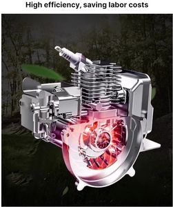 Tondeuse à gazon à dos à essence 58 cm³ à moteur 4 temps, système à 3 lames, multidirectionnelle, moteur 6000 W, boîte de vitesses haute performance - Product Image 4