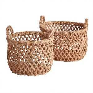 Ensemble de paniers de rangement en rotin naturel tressé à la main avec poignées, paniers tissés bohèmes pour la décoration de la maison, le linge, le rangement des plantes et des jouets - Product Image 1