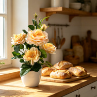 Plante artificielle en pot de roses 40 cm, fausse fleur bonsaï écologique pour la maison, le bureau, Thanksgiving, la remise des diplômes, Halloween, le Nouvel An