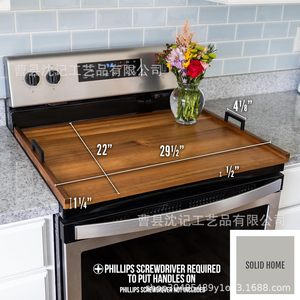 Tabla de cortar de madera con asas para usar en la estufa de la cocina, diseño de color sólido - Product Image 3