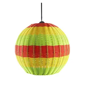 Guowei Hotel Room Decoration Ceiling Light Cover Pendant Rattan Lamp Shade Hand Woven Lampshade Round Custom Size Accepted