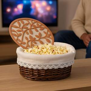 JY Pedra-Acentuados Pão Cesta Aquecedor Saco De Pão De Linho Empacote e Cestas De Pão De Vime com Forro Tampa Cozimento & Pastelaria Ferramentas - Product Image 6