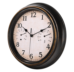Relógio de parede circular de quartzo termômetro personalizado, à prova d'água, vintage, decoração de casa, contemporâneo, antigo, 12 polegadas