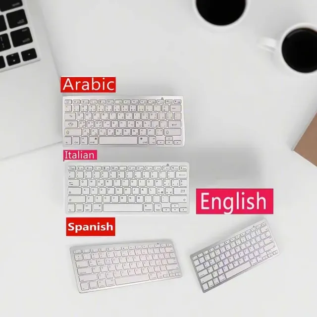 Spanish Italian Arabic Keyboard with Bluetooth for iPad IOS Android Tablet Phone Computer Slim 78Key Wireless Keyboard