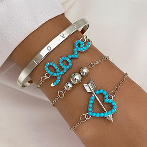 <b>Bracelet</b> Set 4pcs/set <b>Fashion</b> Bohemian Letters Turquoise <b>Bracelet</b> <b>Bracelet</b> Set - Product Image 1