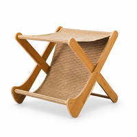 Lit pliant pour chat en jute, hamac à cadre en bois massif en X, griffoir pour chat 2 en 1, pour dormir et griffer, jute tissé naturel, OEM en gros
