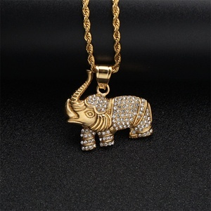 Hip Hop Gold Plated Animal Pendant Stainless Steel <b>Elephant</b> Charm Link Chain Necklace for Wedding Anniversary Party - Product Image 5