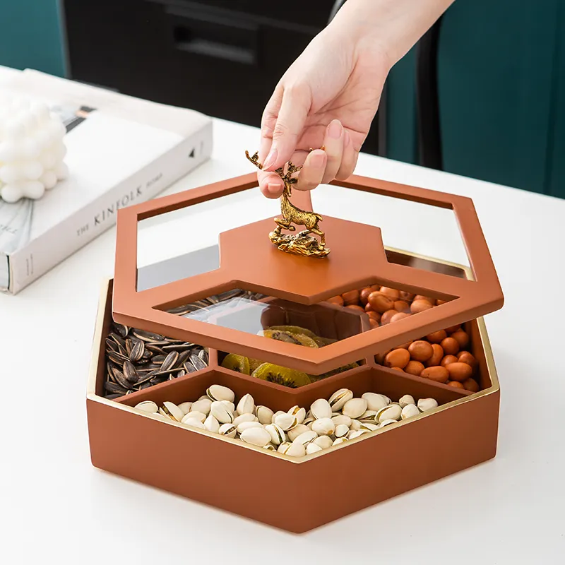 OSBORN Luxury resin dried fruit tray candy box double rotating melon seeds dessert fruit tray snack compartment storage box