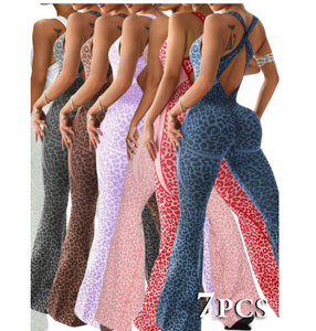 Nuova Tendenza 2026: <span class=keywords><strong>Tuta</strong></span> Intera Senza Maniche con Stampa Leopardata, Stile Boutique alla Moda - Product Image 1