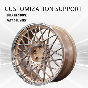 Jantes forgées haut de gamme 2 pièces, design à rayons maillons, lèvre polie, jantes intérieures en alliage couleur champagne pour tuning de voitures de luxe - Product Image 1