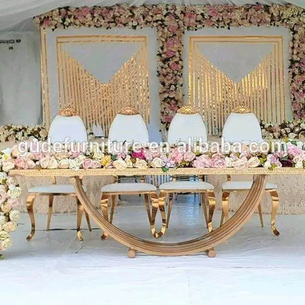 Meja Perjamuan Hotel Modern Baja Emas, untuk Pernikahan GD-ST010
