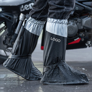 Couvre-chaussures de pluie durables pour moto, imperméables, hautes, antidérapantes, protections pour bottes, pour motards et livreurs - Product Image 1