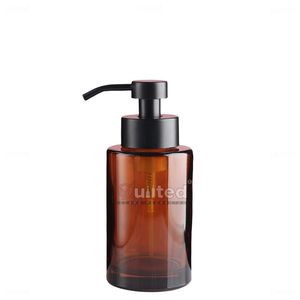 Bouteille de pompe en verre de mousse de savon liquide givré ambré de 250ml 350ml pour le nettoyant facial de lavage de corps de main - Product Image 3