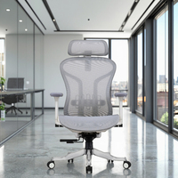 Chaise de direction pivotante contemporaine ergonomique en tissu à dossier haut avec base en alliage d'aluminium, soutien lombaire auto-ajustable et réglable