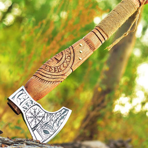 Hand Made <b>Viking</b> <b>Axe</b> with High Quality Leather Sheath Ash Wood Handle 1.5 KG Weight Custom Tomahawk <b>Viking</b> <b>Axe</b> Survival Use - Product Image 5