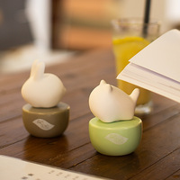 Diffuseur d'huile aromatique en céramique blanche Design animal Bouteille d'air de voiture essentielle et sans parfum sans batterie non électrique