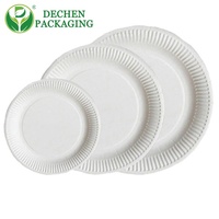 Assiettes en papier biodégradables jetables de 8 pouces, blanches, écologiques, de qualité alimentaire, pour les fêtes, les gâteaux et les desserts, en vrac