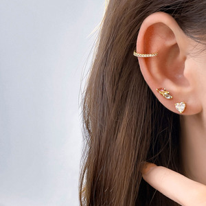Aretes de Botón de Latón con Circonita Cúbica 3A Transparente, Chapados en Oro de 18K, para Compromiso y Boda, para Mujer, Venta al por Mayor - Product Image 4