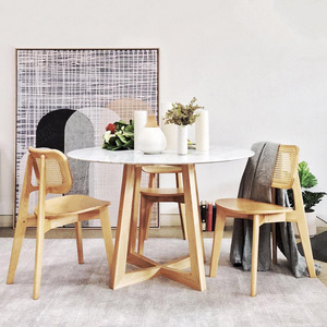 Modern Nordic <strong>Dining</strong> <strong>Chair</strong> Furniture for Living Room Hotel Restaurant Kitchen <strong>Rattan</strong> Solid Wood Wooden <strong>4</strong> 6 8 <strong>Chair</strong> and Table <strong>Set</strong> - Product Image 4