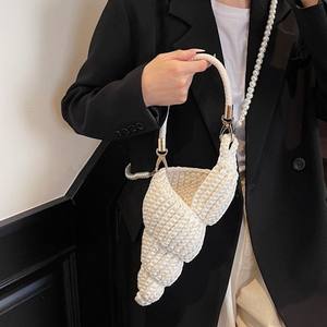 กระเป๋าถือชายหาดทอด้วยมือคุณภาพสูงกระเป๋าสะพายไหล่ทรงเปลือกหอยถักด้วยมือแบบเปิดคู่ - Product Image 3